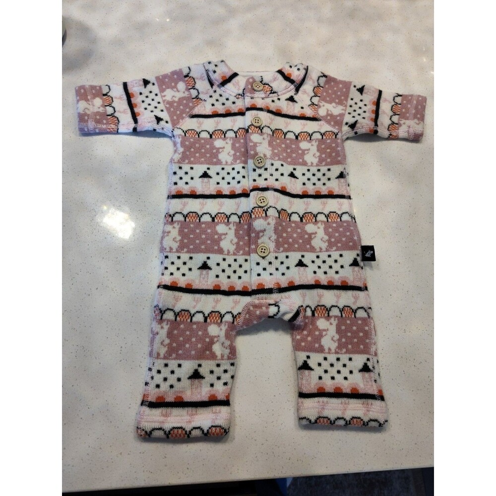 Moomin Reima Acrylic Knit One Piece Romper Hippos Pink Mauve 56/62 (0-3 months)
